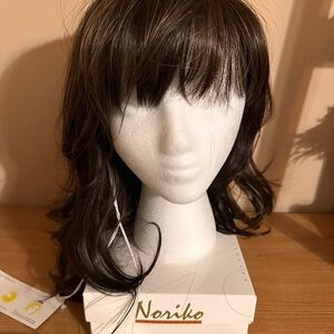 NWT Noriko Wig “Avery” in Coffee Latte Dark Brunette Color Bangs w/ Original Box
